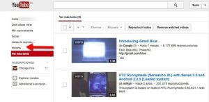 historial de youtube